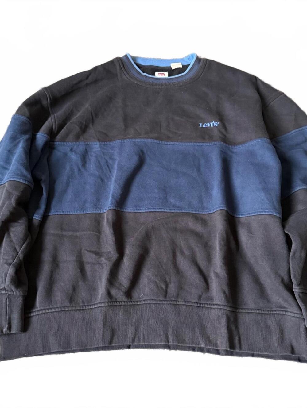 Levi’s XL Black Blue Colorblock Crewneck Sweatshirt Relaxed Vintage Style